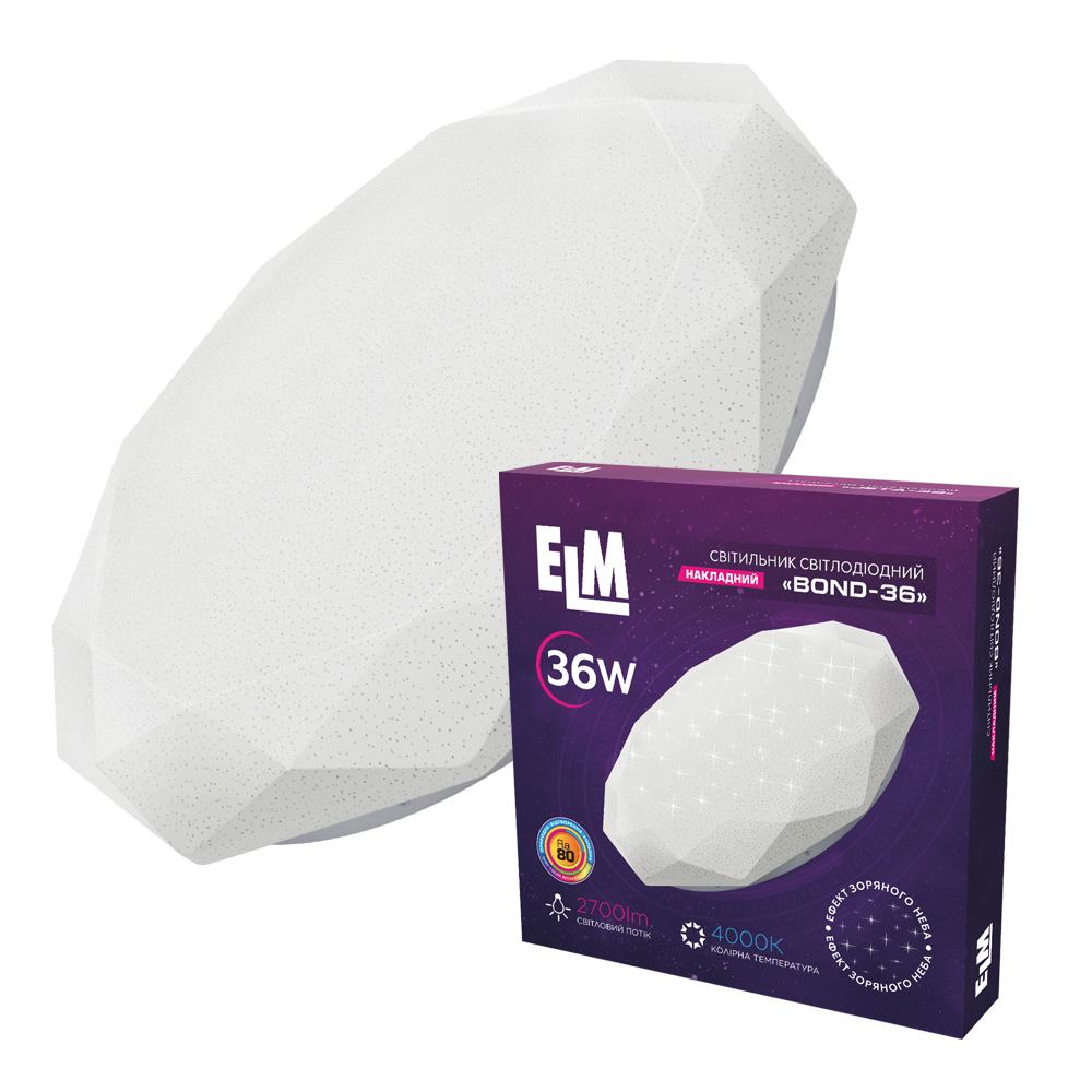 Світильник настінно-стельовий накладний світлодіодний круглий ELM Bond 36Вт 4000К IP20